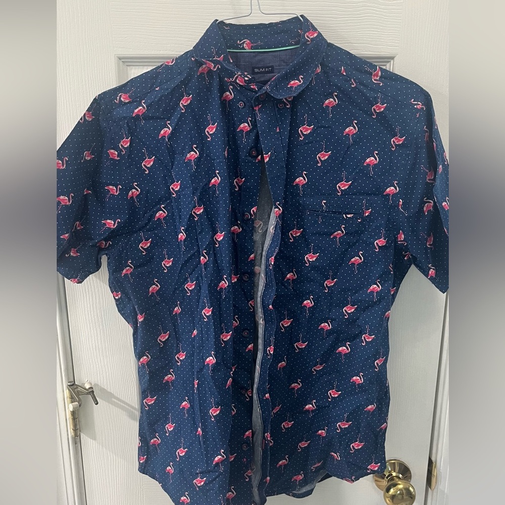 Flamingo short sleeve button up